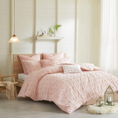 Pink dot comforter 7-piece set for full/queen