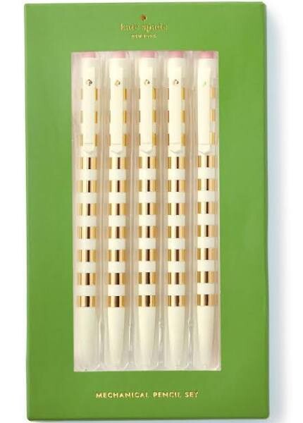 Kate Spade Gold Stripe Pencil Set