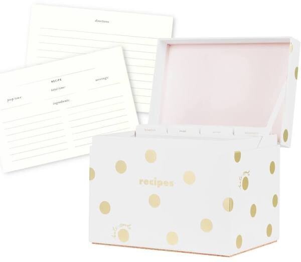 Kate Spade Gold Dot  Recipe Box 