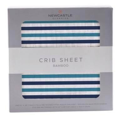 Bamboo Crib Sheet Blue Stripe 