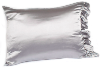 Bella Satin Ruffled Pillowcase Grey