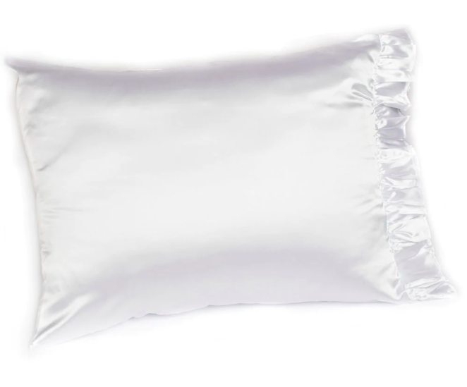 Bella Satin Ruffled Pillowcase White