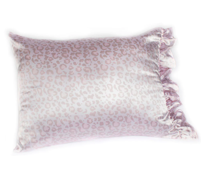 Bella Satin Ruffled Pillowcase Leopard