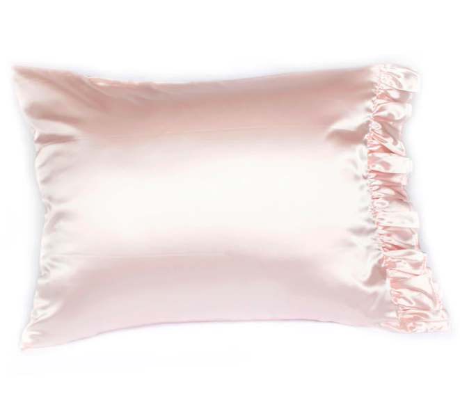 Bella Satin Ruffled Pillowcase Pink