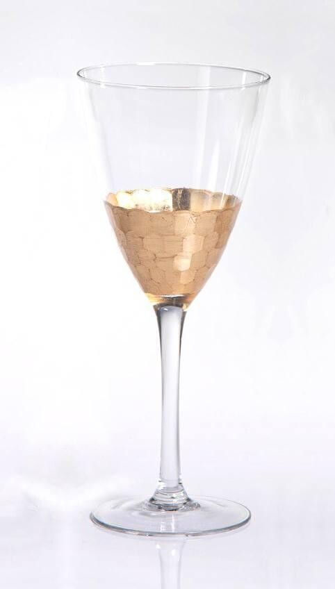 Stemmed Wine Glass  "Honeycomb Buzz"
