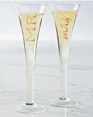 Mr. & Mrs. Champagne Glasses