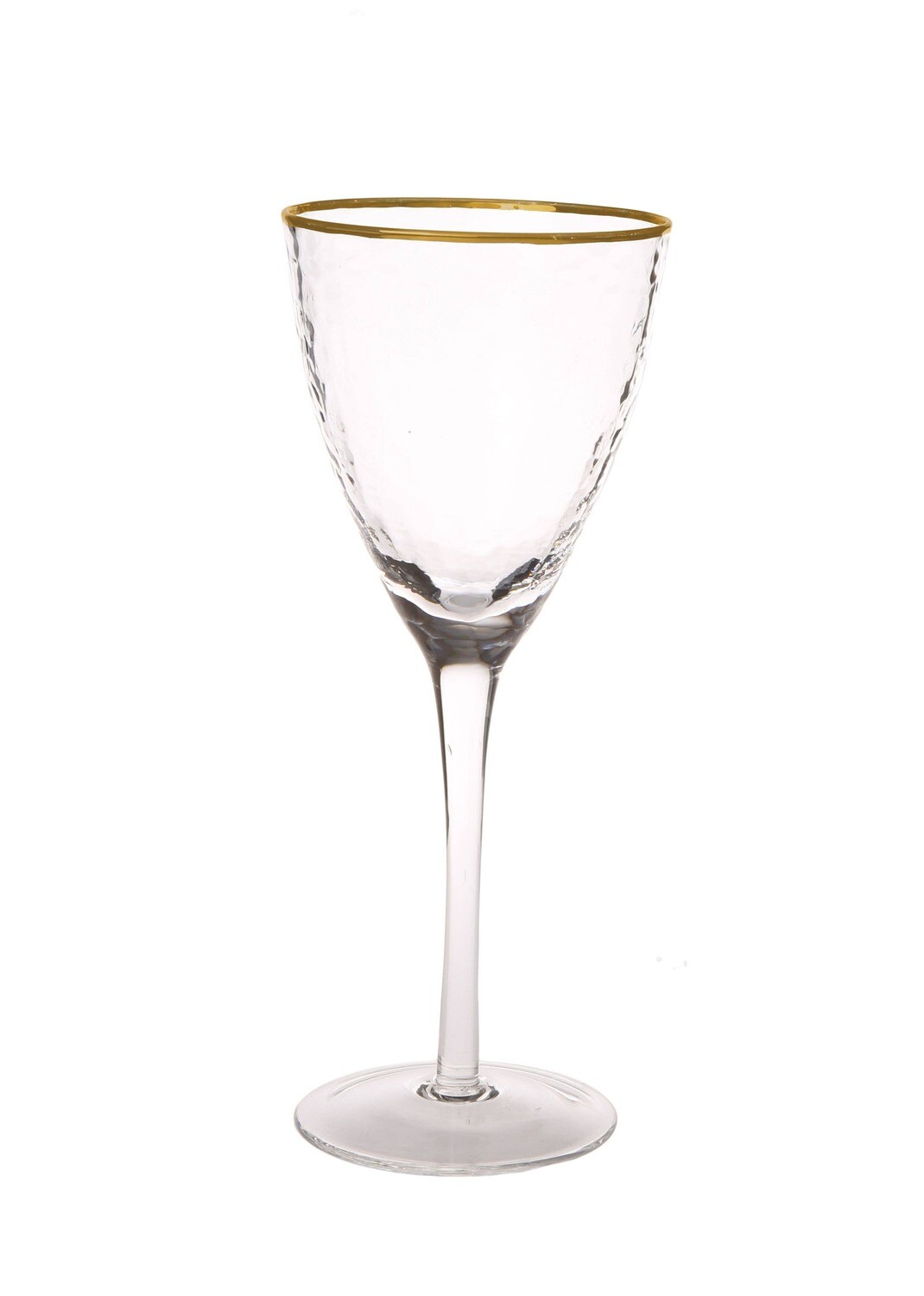 Stemmed Glass Hammered Clear Gold Edge 