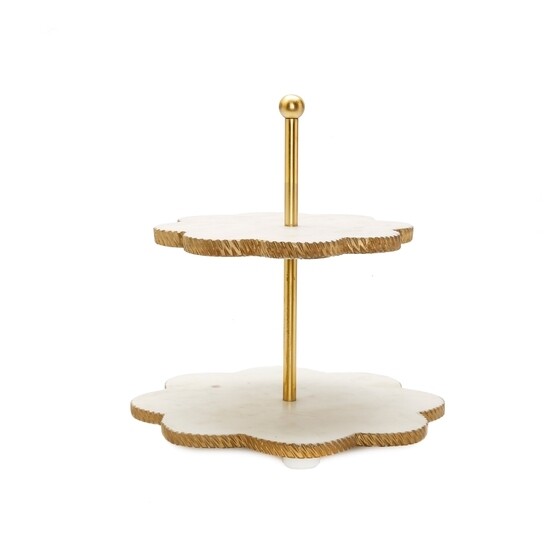 Marble Flower 2 Tier Stand 
