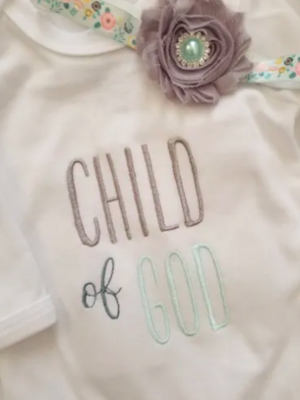 Newborn Baby Gown CHILD OF GOD -MINT