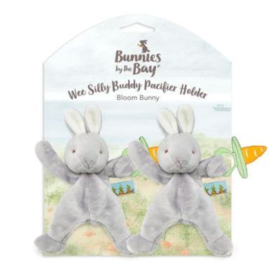 We silly buddy pacifier holders gray