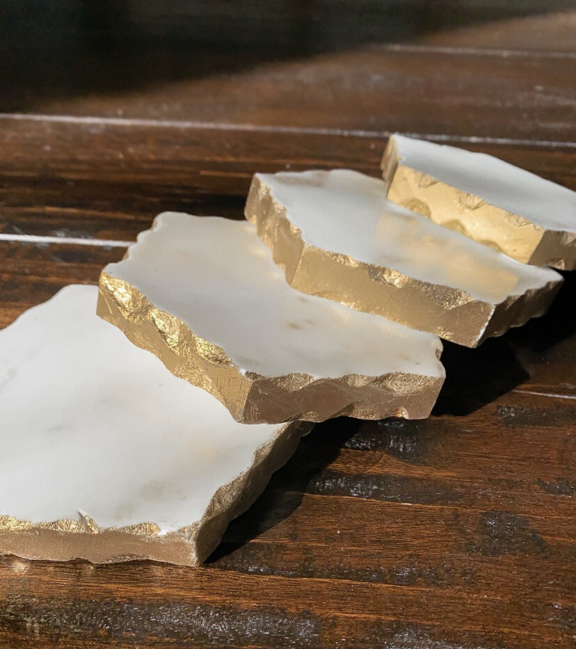 Coasters Vernazza Marble Gold/White
