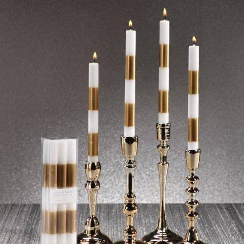 Formal Candle Pack White/Gold Stripe