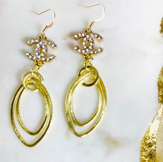 Designer Earrings Spring Bling Diamond CC