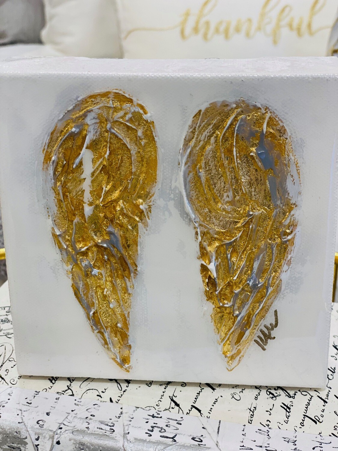 6x6 Painting Angel Wings Grey