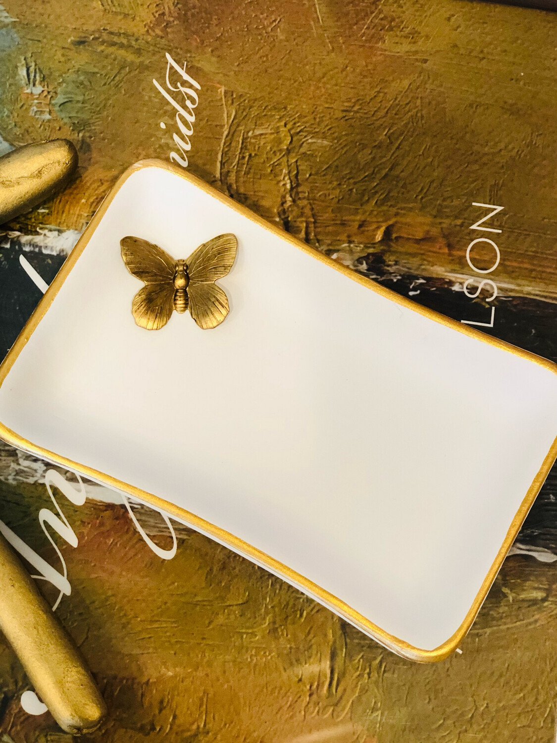 Butterfly Dish Rectangle White