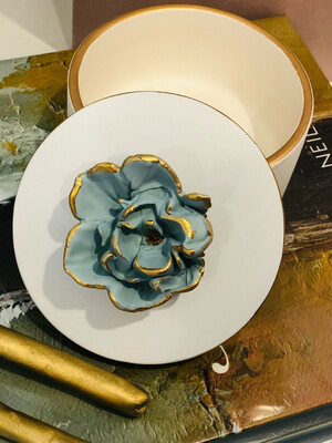 Ceramic Round Box Blue Magnolia