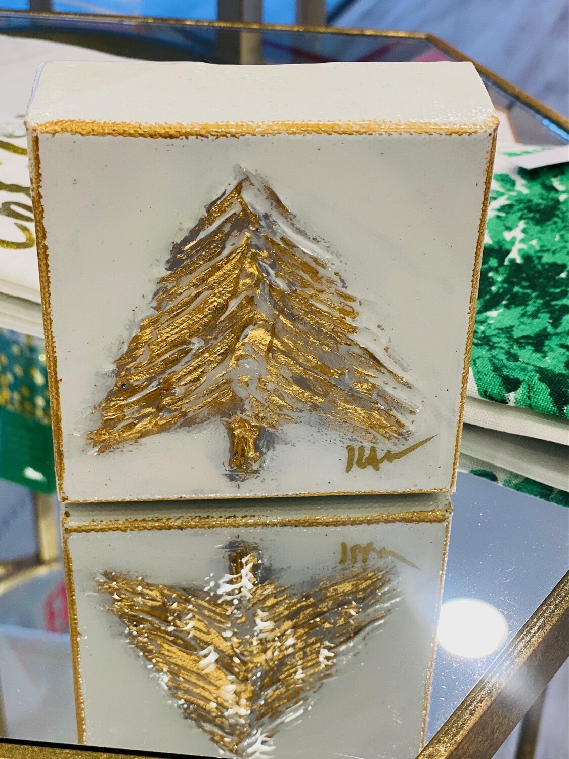 Nella Original Painting 4x4 "O Christmas Tree" Textured