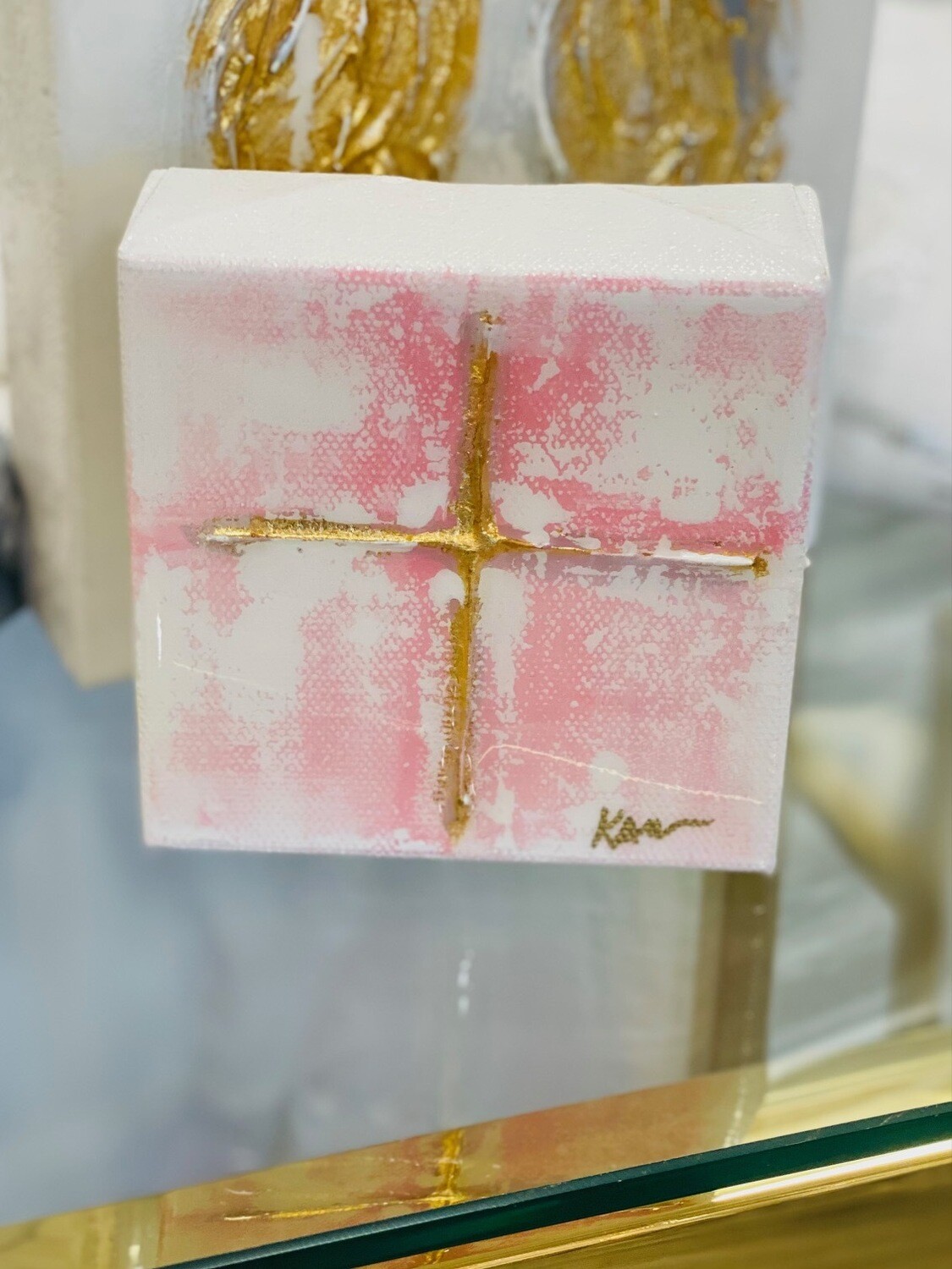 Nella Original Painting 4x4 "At The Cross" Pink