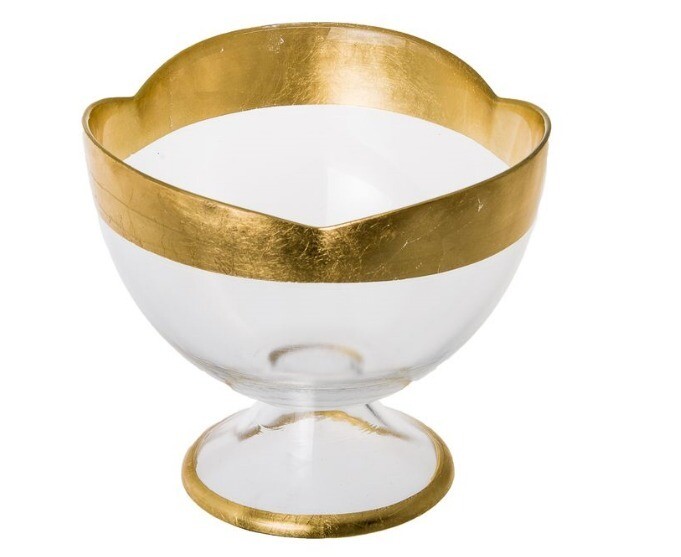 Gold Flower Shape Footed Bowl