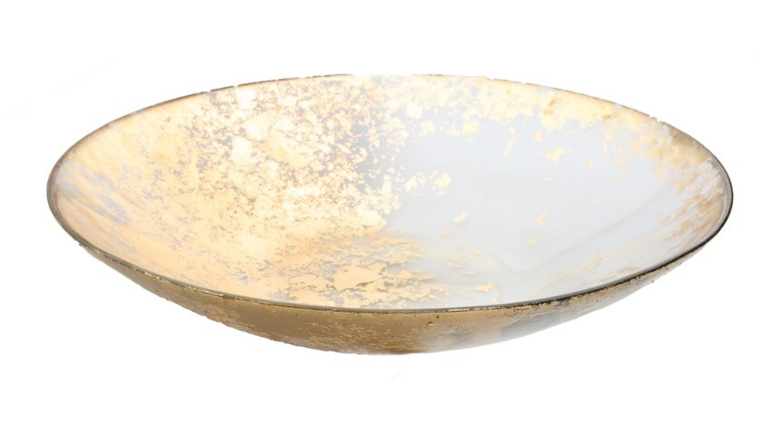 Smoked Glass Bowl With Gold Design