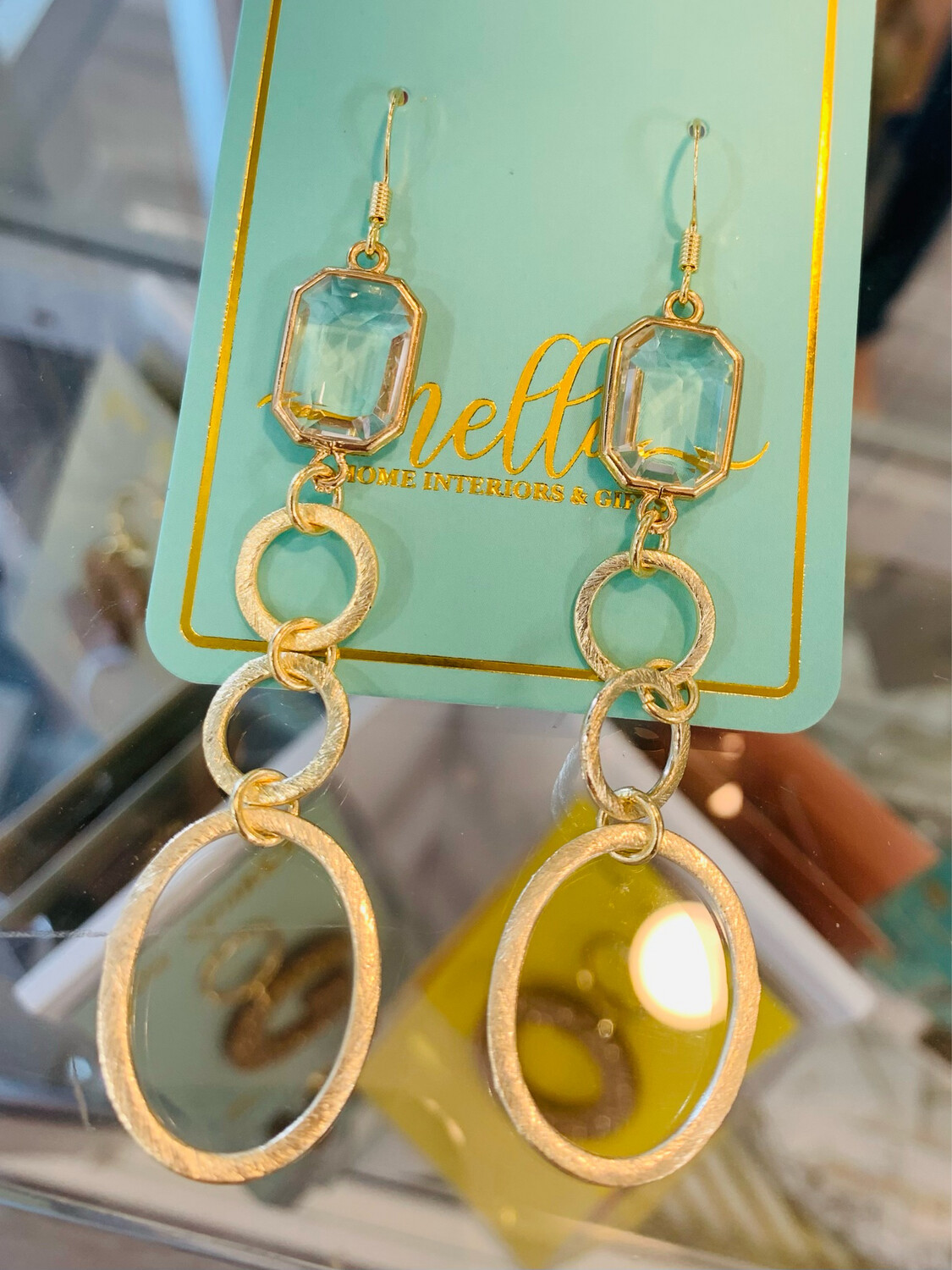 SJ Earrings Circle/Oval Jewel