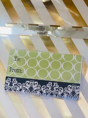 Gift Tags Green With Black Damask