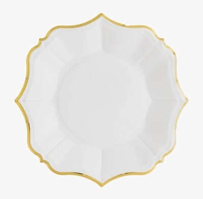 Scalloped Appetizer Plates White w/Gold Trim