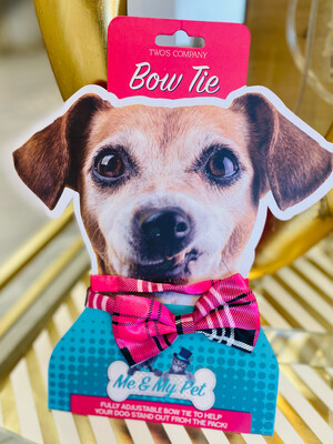 Dog Bow Tie Pink Plaid