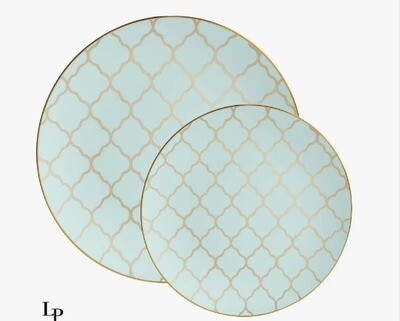 Luxe Dessert Plates Round Blue/Gold Design