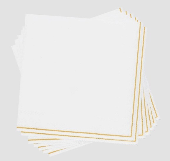 Luxe Cocktail Napkins White/Gold