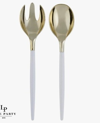Luxe 2 Pc Serving Set White/Gold