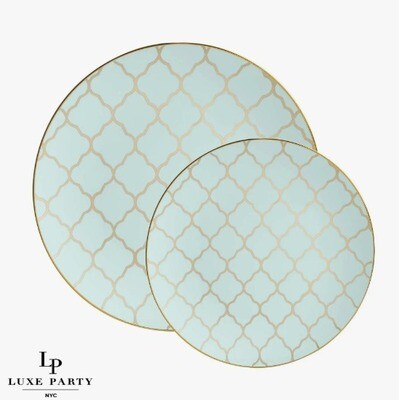 Luxe Dinner Plates Round Blue/Gold Design