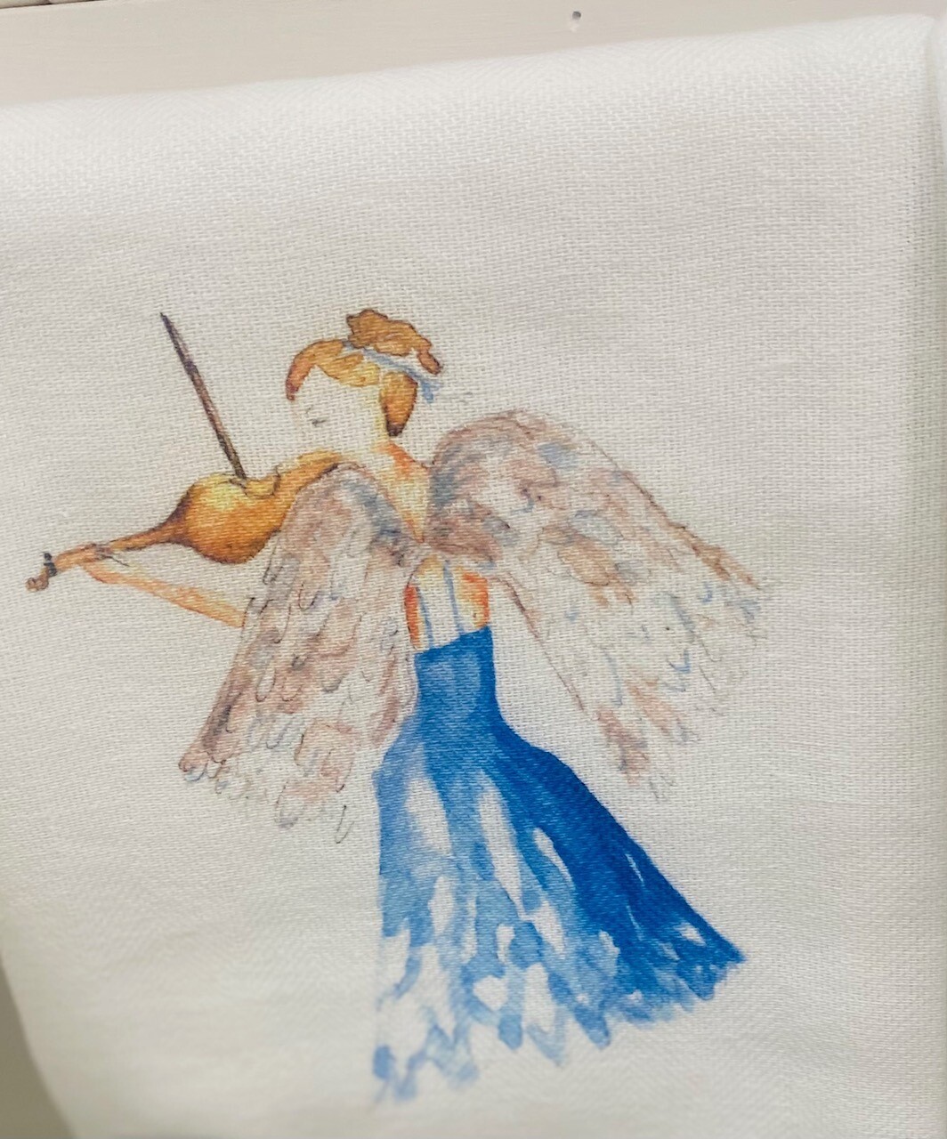 Cotton Tea Towel Angel Violin