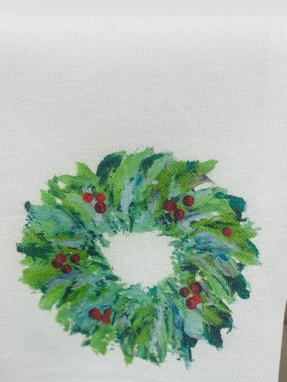 Cotton Tea Towel Christmas Wreath