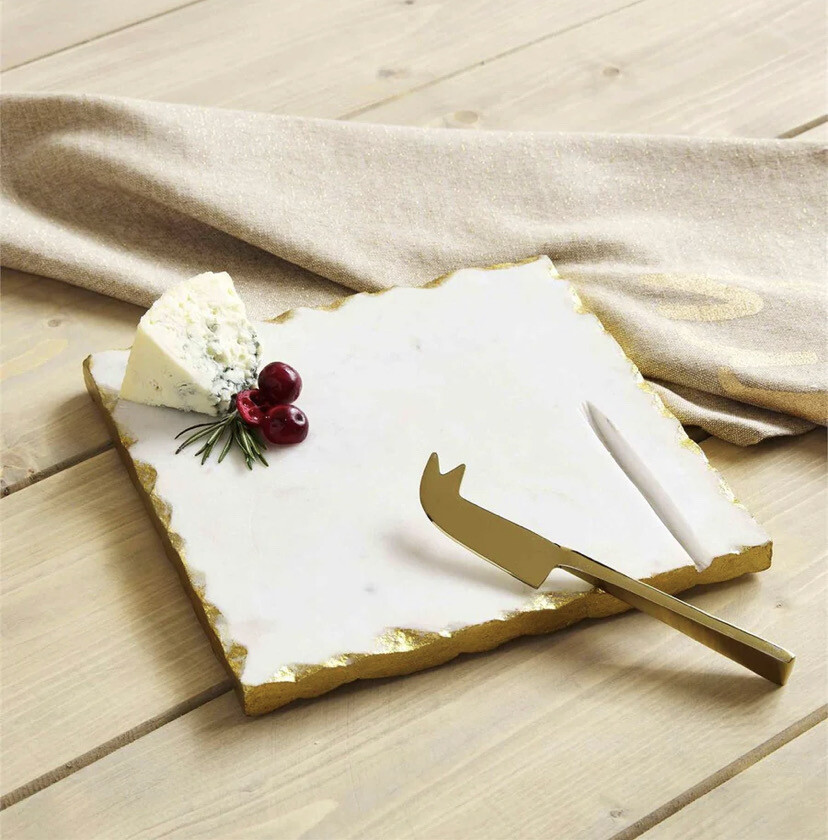 Chipped Gold Marble Cheese Set