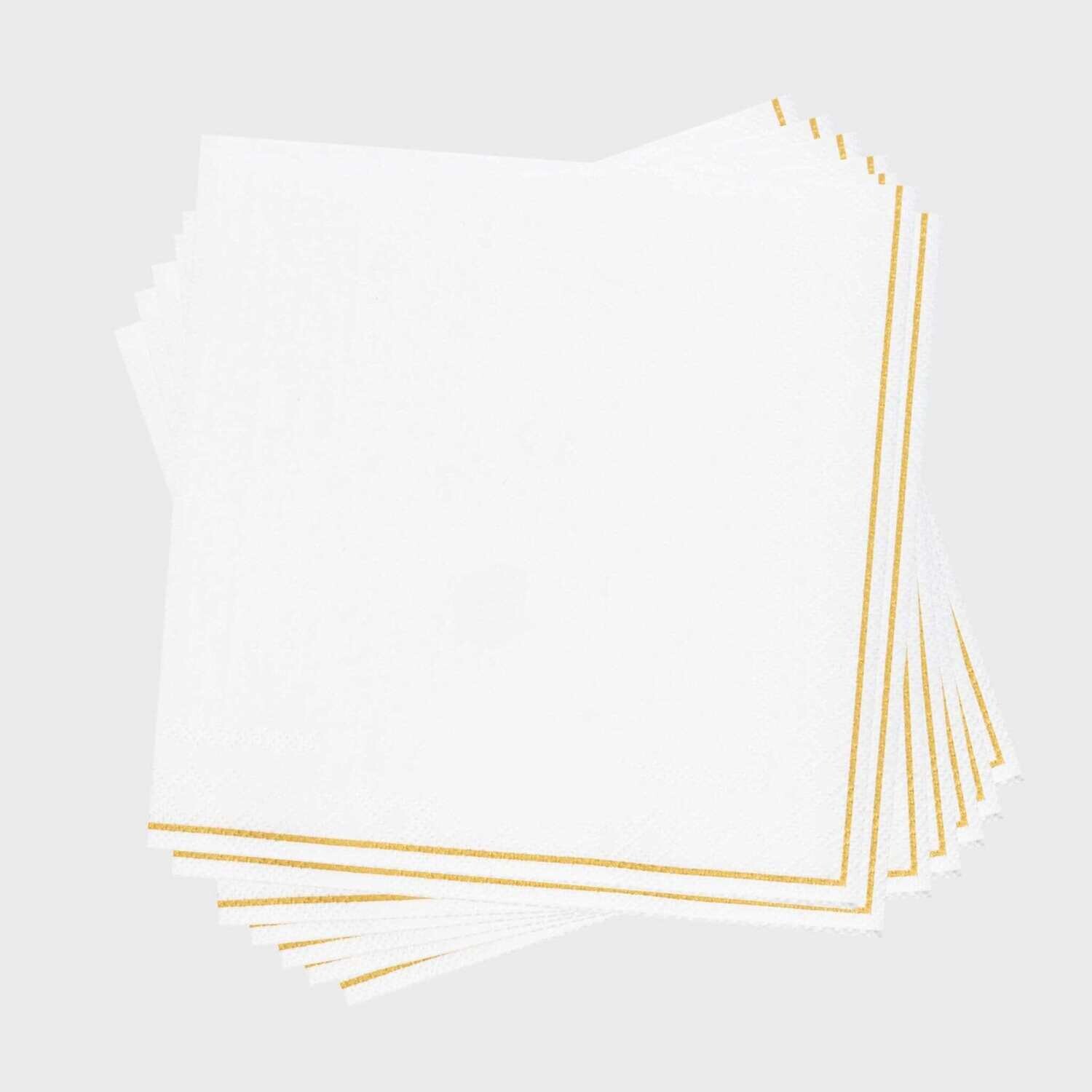 Luxe Lunch Napkins White/Gold
