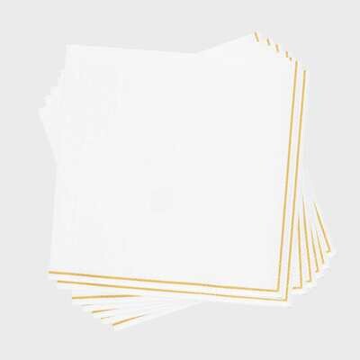 Luxe Lunch Napkins White/Gold