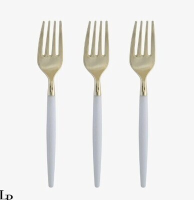 Luxe Mini Serving Forks White/Gold