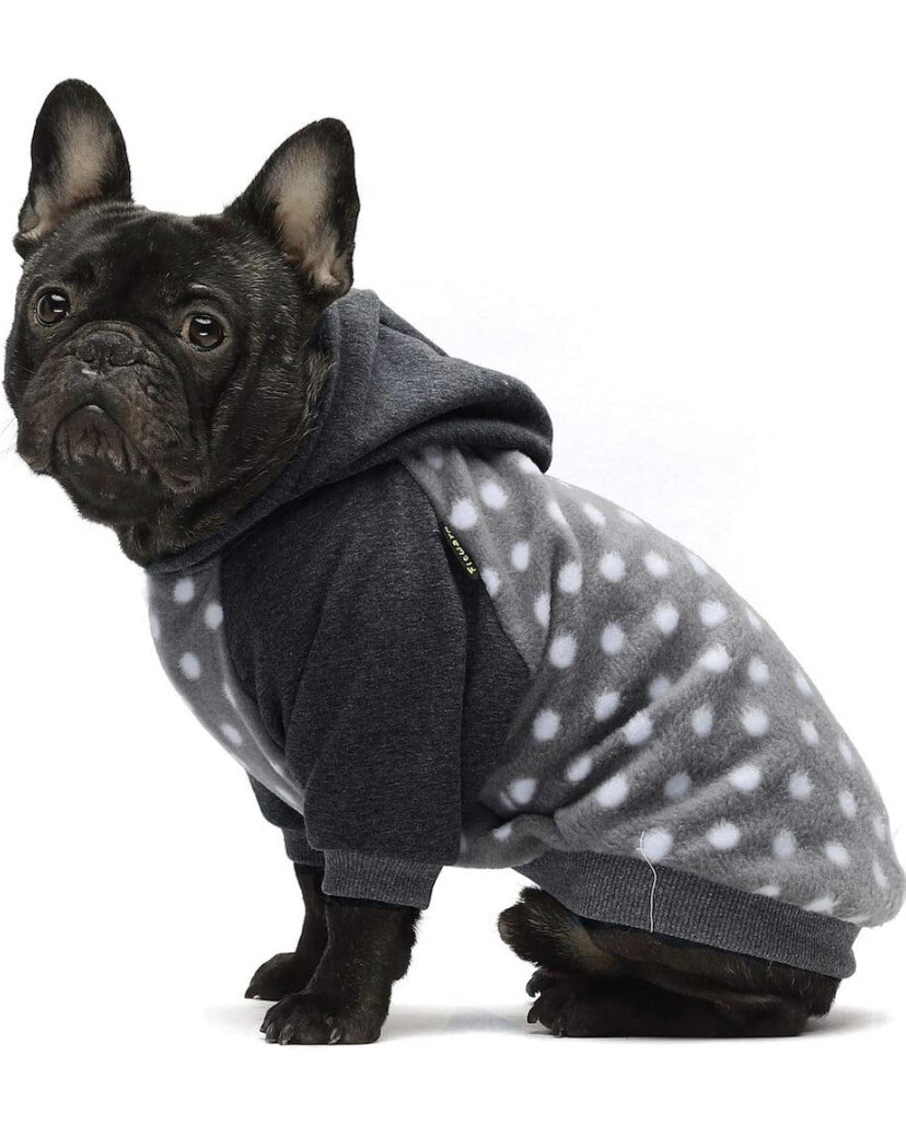 Dog Sweater Hoodie Grey Dot Large