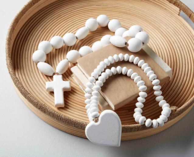 Decorative Cross Beads White