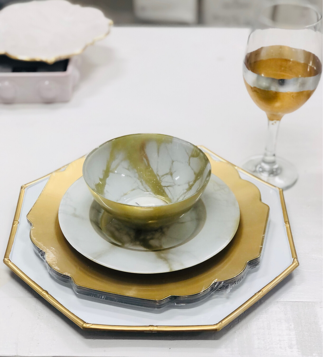 Gold Marble Serving Bowl
