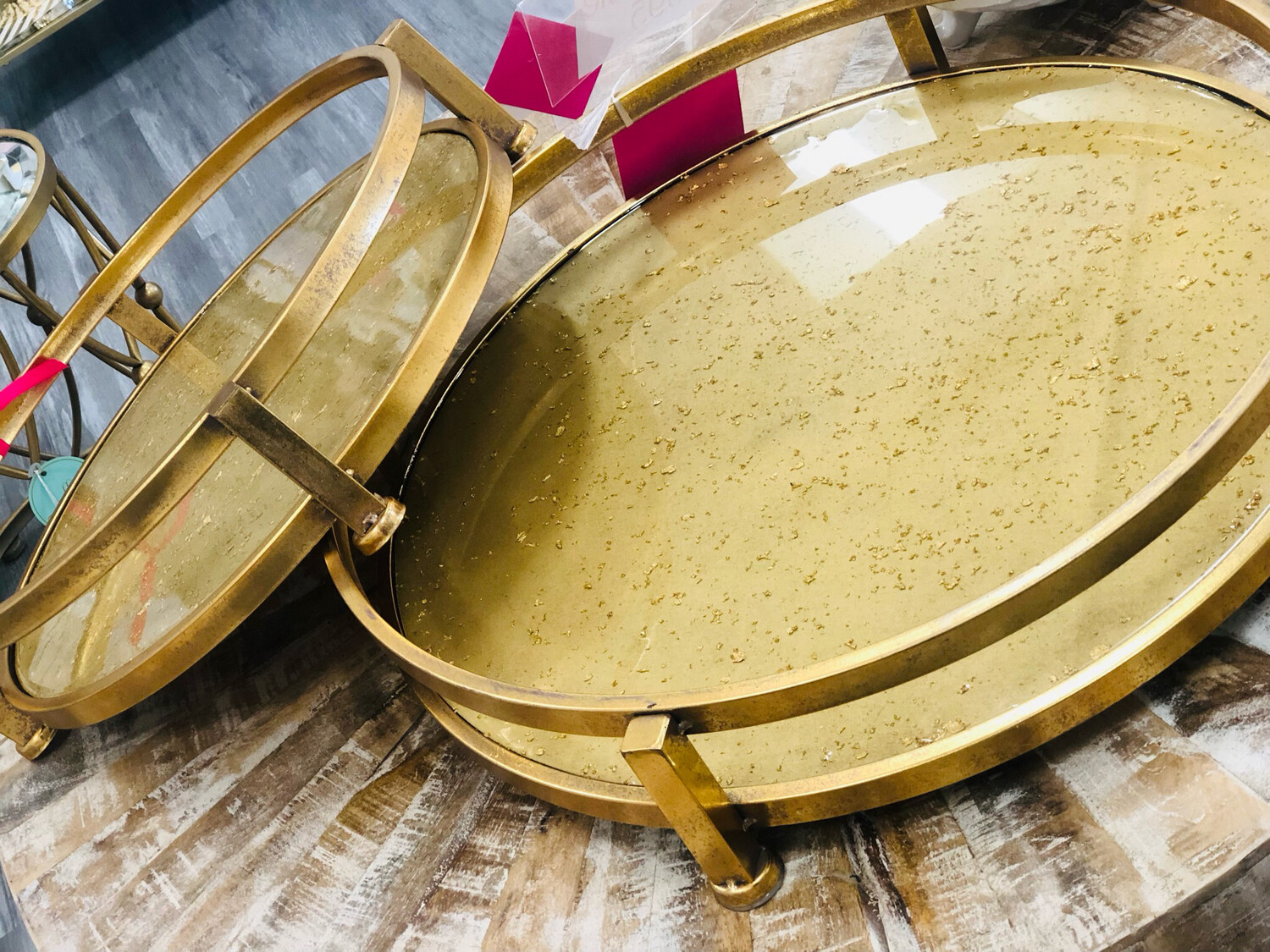 Round Gold Speck Tray Large