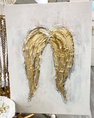Nella Original Painting 18x24 "Wings Of An Angel" Thick-Grey