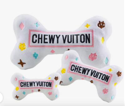 Chewy Vuiton Dog Bone - White Small