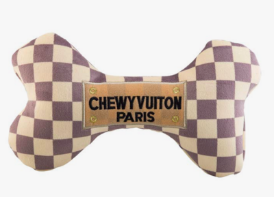 Chewy Vuiton Dog Bone - Checker Medium