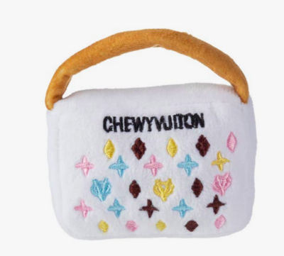 Chewy Vuiton Handbag Dog Toy - White