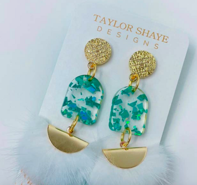 Taylor Shaye Earrings "Blue Flake Arch"
