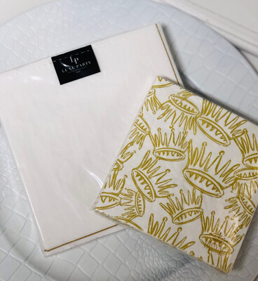Luxe Lunch Napkins White/Gold