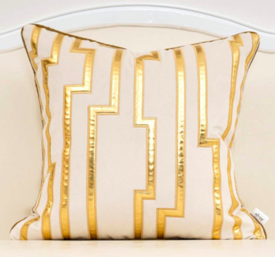 18" Gold Geo Leather Pillow