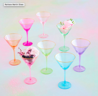 Glitterville Rainbow Martini Glass